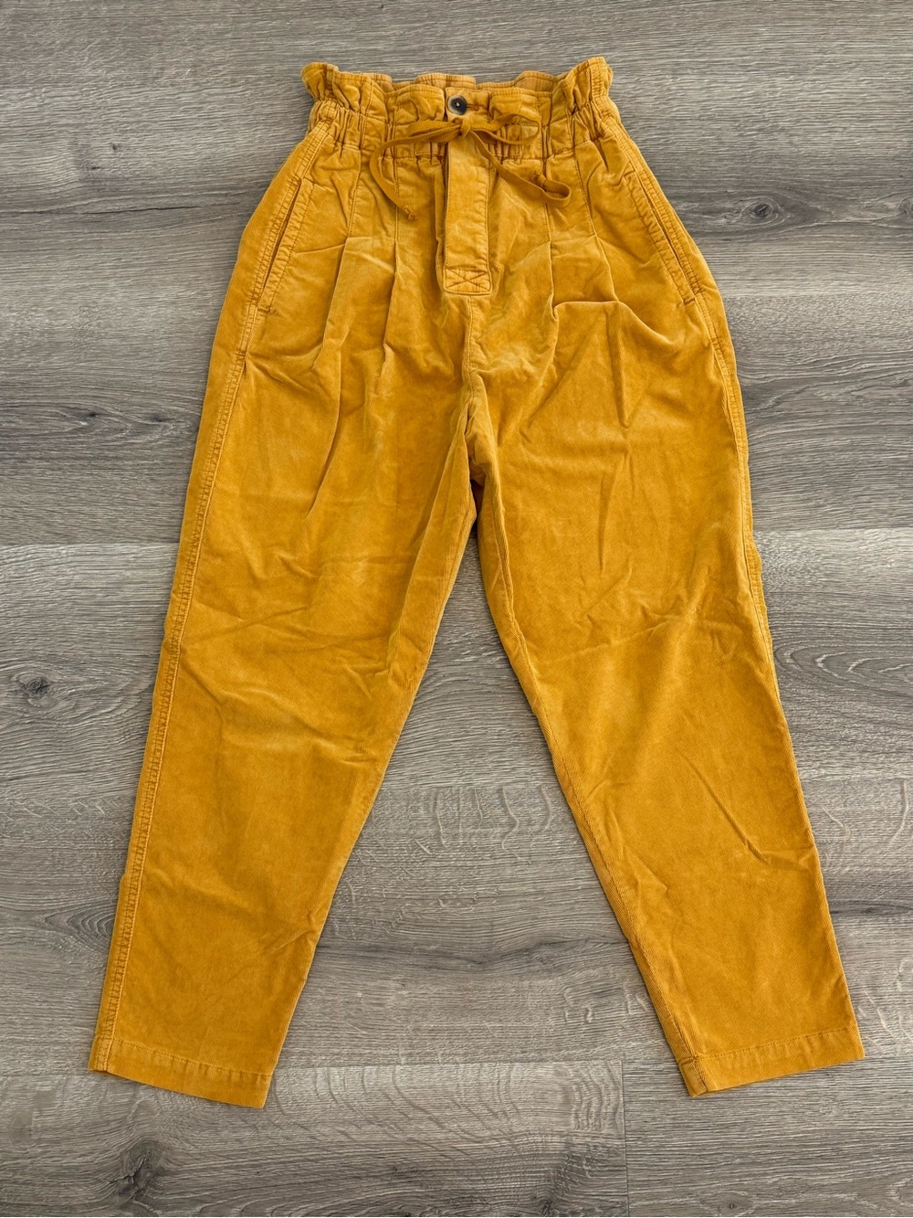 Free People Men's Mustard Corduroy Paperbag Waist Pants